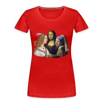 DaVinci vs Botticelli vs Vermeer | Künstlerkontest - Frauen Premium Bio T-Shirt - Rot - Vorne - Mia (176cm)