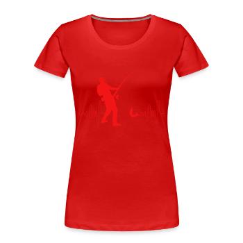 Angler Herzschlag - Frauen Premium Bio T-Shirt - Rot - Vorne - Mia (176cm)