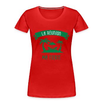 La Réunion Ma Fierté - T-shirt bio Premium Femme - rouge - Devant - Mia (176cm)