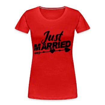 just married - Women's Premium Organic T-Shirt - red - Front - Mia (176cm)