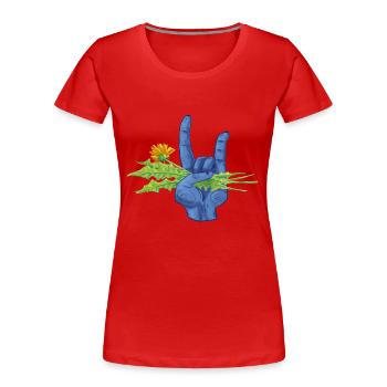 Les mauvaises herbes sont métalliques - T-shirt bio Premium Femme - rouge - Devant - Mia (176cm)