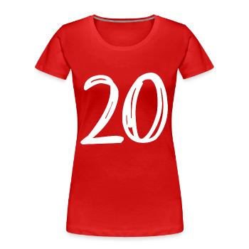 20 JAHRE. 20-JÄHRIGES JUBILÄUM. GEBURTSTAG 20 JAHRE. 20 - Frauen Premium Bio T-Shirt - Rot - Vorne - Mia (176cm)