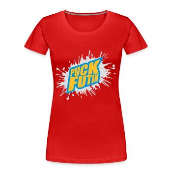 puck futin logo design - Women's Premium Organic T-Shirt - red - Front - Mia (176cm)
