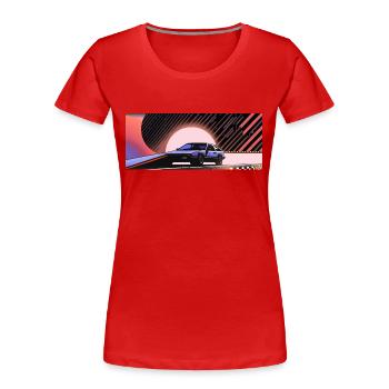 Synthwave voiture de sport depuis le futur de la fiction - T-shirt bio Premium Femme - rouge - Devant - Mia (176cm)