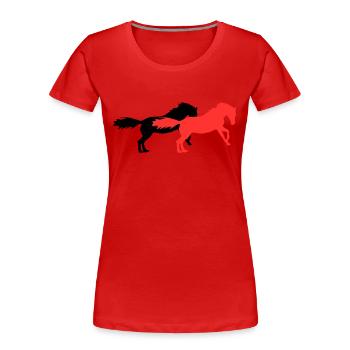 Horses - Women's Premium Organic T-Shirt - red - Front - Mia (176cm)