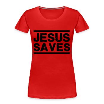 Jesus saves - Women's Premium Organic T-Shirt - red - Front - Mia (176cm)
