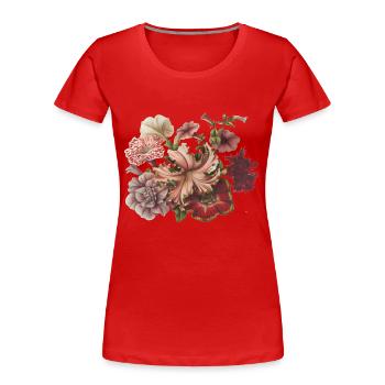 Blumen - Frauen Premium Bio T-Shirt - Rot - Vorne - Mia (176cm)