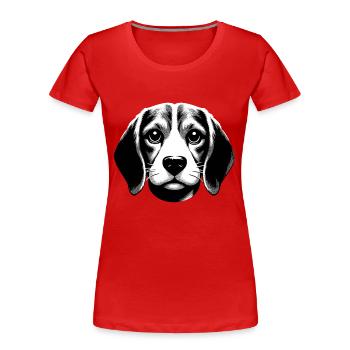 Le Beagle | Sourire mignon visage de chien - T-shirt bio Premium Femme - rouge - Devant - Mia (176cm)