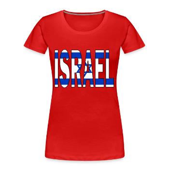 Israel in Nationalfarben - Frauen Premium Bio T-Shirt - Rot - Vorne - Mia (176cm)