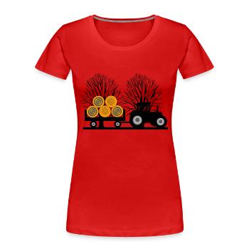 Tracteur - T-shirt bio Premium Femme - rouge - Devant - Mia (176cm)
