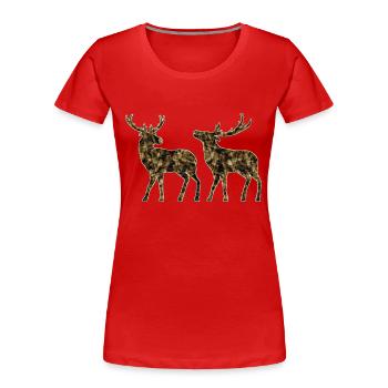 Hirsch - Frauen Premium Bio T-Shirt - Rot - Vorne - Mia (176cm)