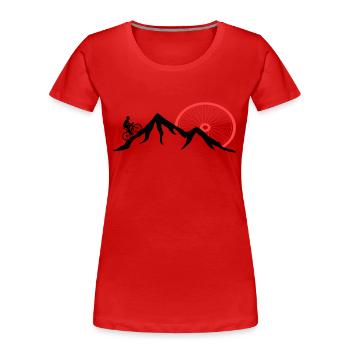 Mountainbike Berge Berg Fahrrad Bergsport - Frauen Premium Bio T-Shirt - Rot - Vorne - Mia (176cm)