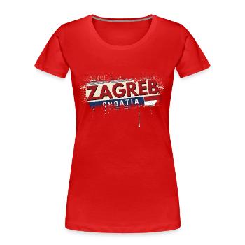 Croatie HRVATSKA Croatie HRV HR Tourisme - T-shirt bio Premium Femme - rouge - Devant - Mia (176cm)