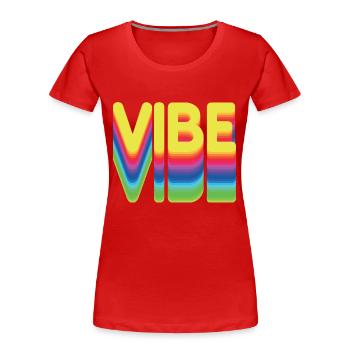 Nur gute Vibes - retro style - Frauen Premium Bio T-Shirt - Rot - Vorne - Mia (176cm)