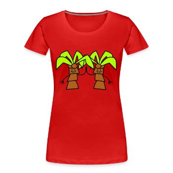 2 drôle mignon palmiers salutation équipe de visage comique - T-shirt bio Premium Femme - rouge - Devant - Mia (176cm)