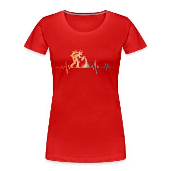 Retro Herzschlag Graffiti - Frauen Premium Bio T-Shirt - Rot - Vorne - Mia (176cm)