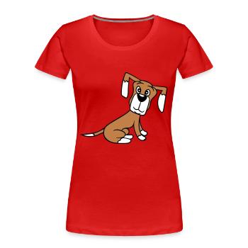 chien assis mignon petit chiot heureux animal de compagnie - T-shirt bio Premium Femme - rouge - Devant - Mia (176cm)