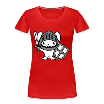 Lapin Chevalier Épée Bouclier Armure Casque Château Héros - T-shirt bio Premium Femme - rouge - Devant - Mia (176cm)