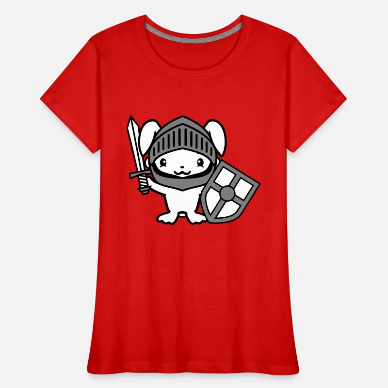 Lapin Chevalier Épée Bouclier Armure Casque Château Héros T-shirt bio Premium Femme