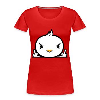 Bird evil middle finger showing bad boy behind fence - Women's Premium Organic T-Shirt - red - Front - Mia (176cm)