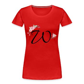 Buchstabe w Blumen - Frauen Premium Bio T-Shirt - Rot - Vorne - Mia (176cm)