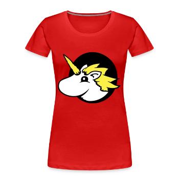 Licorne trou page drôle mignon dessin animé - T-shirt bio Premium Femme - rouge - Devant - Mia (176cm)