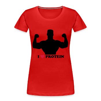 I love Protein - Frauen Premium Bio T-Shirt - Rot - Vorne - Mia (176cm)
