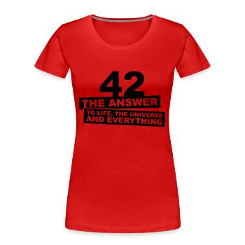 42 - The Answer - Frauen Premium Bio T-Shirt - Rot - Vorne - Mia (176cm)