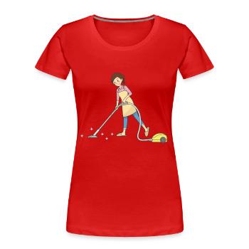 cleaning cleaning cleaning woman broom wischmop61 - Women's Premium Organic T-Shirt - red - Front - Mia (176cm)