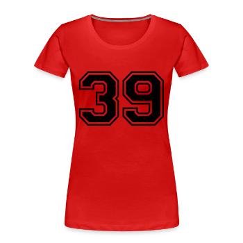 39 - T-shirt bio Premium Femme - rouge - Devant - Mia (176cm)