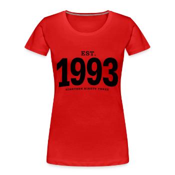 EST. 1993 Nineteen Ninety Three - Women's Premium Organic T-Shirt - red - Front - Mia (176cm)