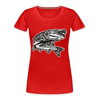 Hecht mit kontur - Frauen Premium Bio T-Shirt - Rot - Vorne - Mia (176cm)
