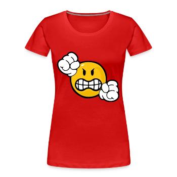 Smiley Anger - Women's Premium Organic T-Shirt - red - Front - Mia (176cm)
