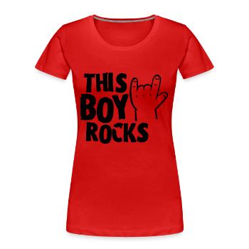 This Boy rocks - Frauen Premium Bio T-Shirt - Rot - Vorne - Mia (176cm)