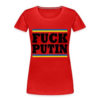 Puck futin - Frauen Premium Bio T-Shirt - Rot - Vorne - Mia (176cm)