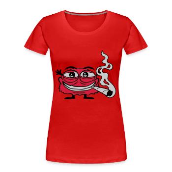 Weed smoking funny monster - Women's Premium Organic T-Shirt - red - Front - Mia (176cm)