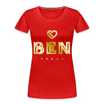 Ben Herz - Frauen Premium Bio T-Shirt - Rot - Vorne - Mia (176cm)