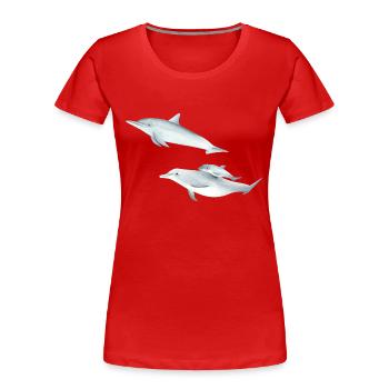 funny dolphin family - Women's Premium Organic T-Shirt - red - Front - Mia (176cm)