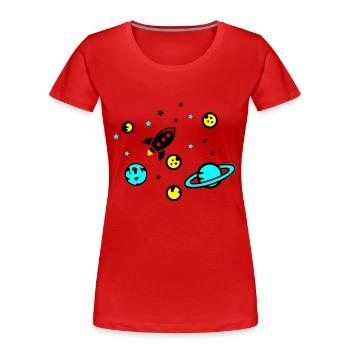Universe - Women's Premium Organic T-Shirt - red - Front - Mia (176cm)