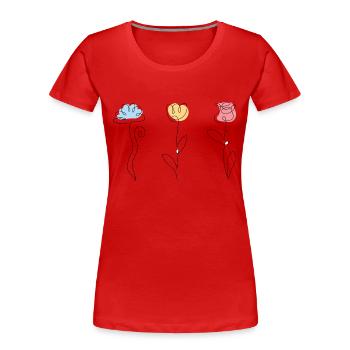 Trois fleurs de couleurs différentes - T-shirt bio Premium Femme - rouge - Devant - Mia (176cm)