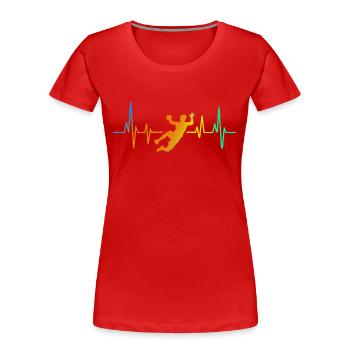Handball Handball Heartbeat coloré - T-shirt bio Premium Femme - rouge - Devant - Mia (176cm)
