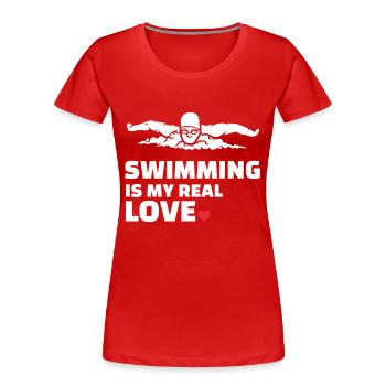Ich Liebe Schwimmen - Frauen Premium Bio T-Shirt - Rot - Vorne - Mia (176cm)