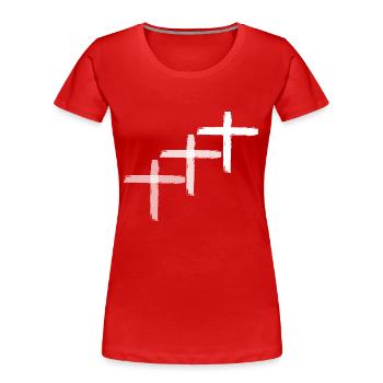 Kreuz 3 white - Frauen Premium Bio T-Shirt - Rot - Vorne - Mia (176cm)