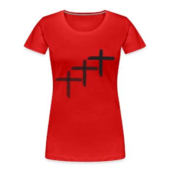 Kreuz 3 - Frauen Premium Bio T-Shirt - Rot - Vorne - Mia (176cm)