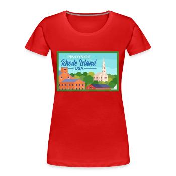 Rhode Island Fil-Am Design für stolze Pinoys - Frauen Premium Bio T-Shirt - Rot - Vorne - Mia (176cm)