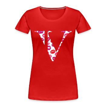 Lettre v bisous - T-shirt bio Premium Femme - rouge - Devant - Mia (176cm)