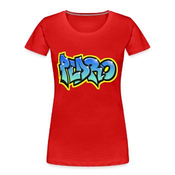 PEDRO GRAFFITI NAME PRINT Pedro Vorname - Frauen Premium Bio T-Shirt - Rot - Vorne - Mia (176cm)