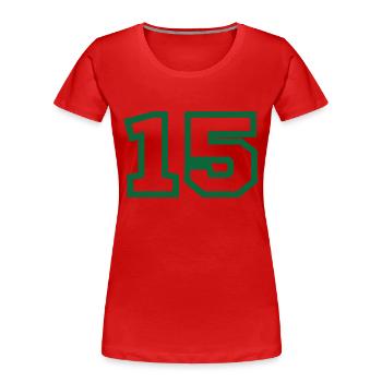 Numéro 15 sport vert - T-shirt bio Premium Femme - rouge - Devant - Mia (176cm)