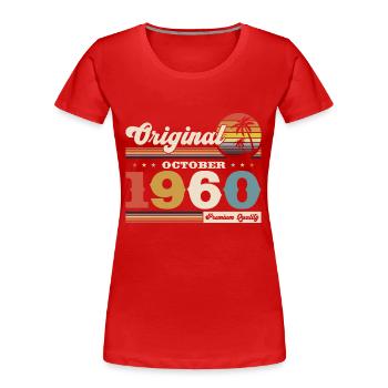65ème Anniversaire Légende Octobre 1960 Millésime 60 - T-shirt bio Premium Femme - rouge - Devant - Mia (176cm)