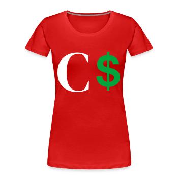 Lettre c dollar - T-shirt bio Premium Femme - rouge - Devant - Mia (176cm)